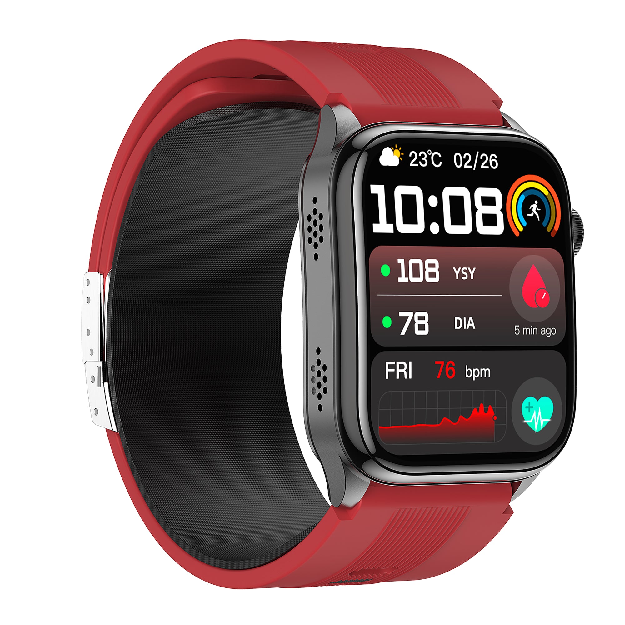 KH101 Air Pump Bag-Type ECG Blood Pressure Watch with Voice Reporting/Reminders, Heart Rate SpO2 Sleep Tracking, Skin Conductivity Testing, Emotion/Fatigue Detection, SOS Emergency Call