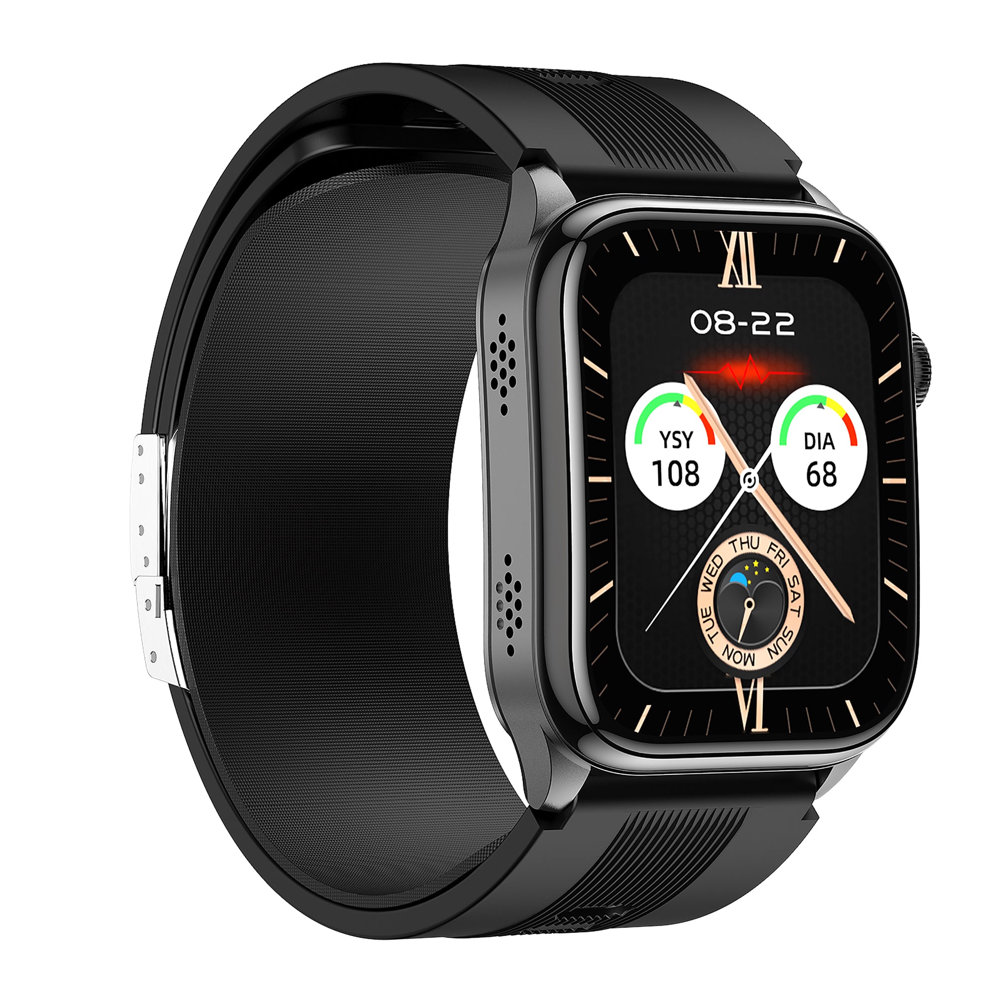 KH101 Air Pump Bag-Type ECG Blood Pressure Watch with Voice Reporting/Reminders, Heart Rate SpO2 Sleep Tracking, Skin Conductivity Testing, Emotion/Fatigue Detection, SOS Emergency Call