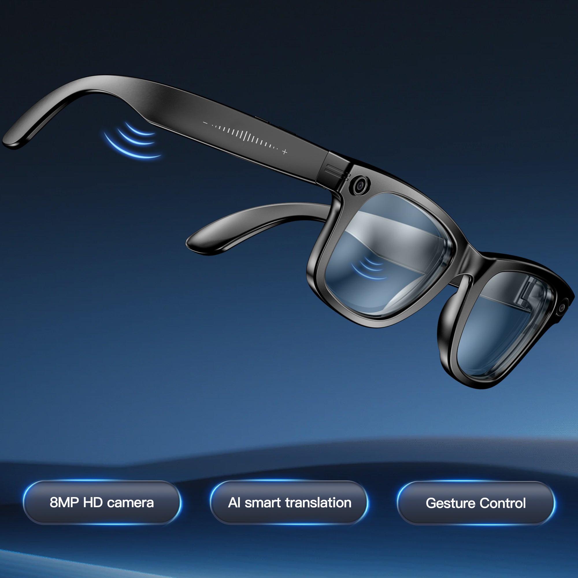 KW06 Pro HD 4K Pixel Anti-shake Camera Glasses, Translation | AI Photo Recognition | Bluetooth Call | Dual Microphone Noise Reduction