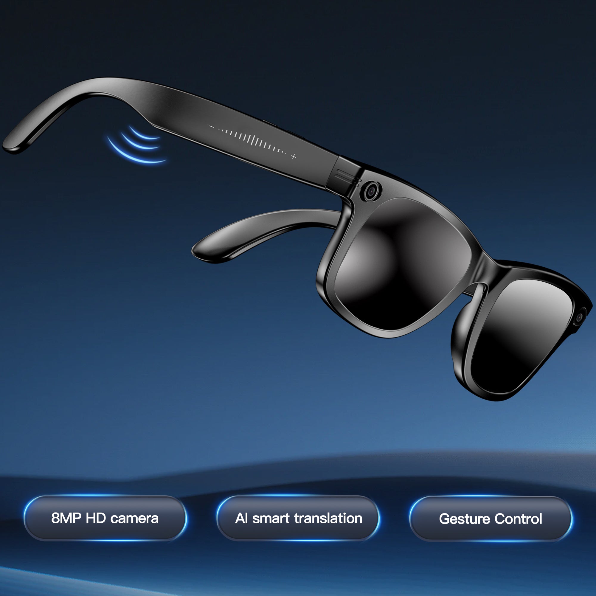 KW06 Pro HD 4K Pixel Anti-shake Camera Glasses, Translation | AI Photo Recognition | Bluetooth Call | Dual Microphone Noise Reduction