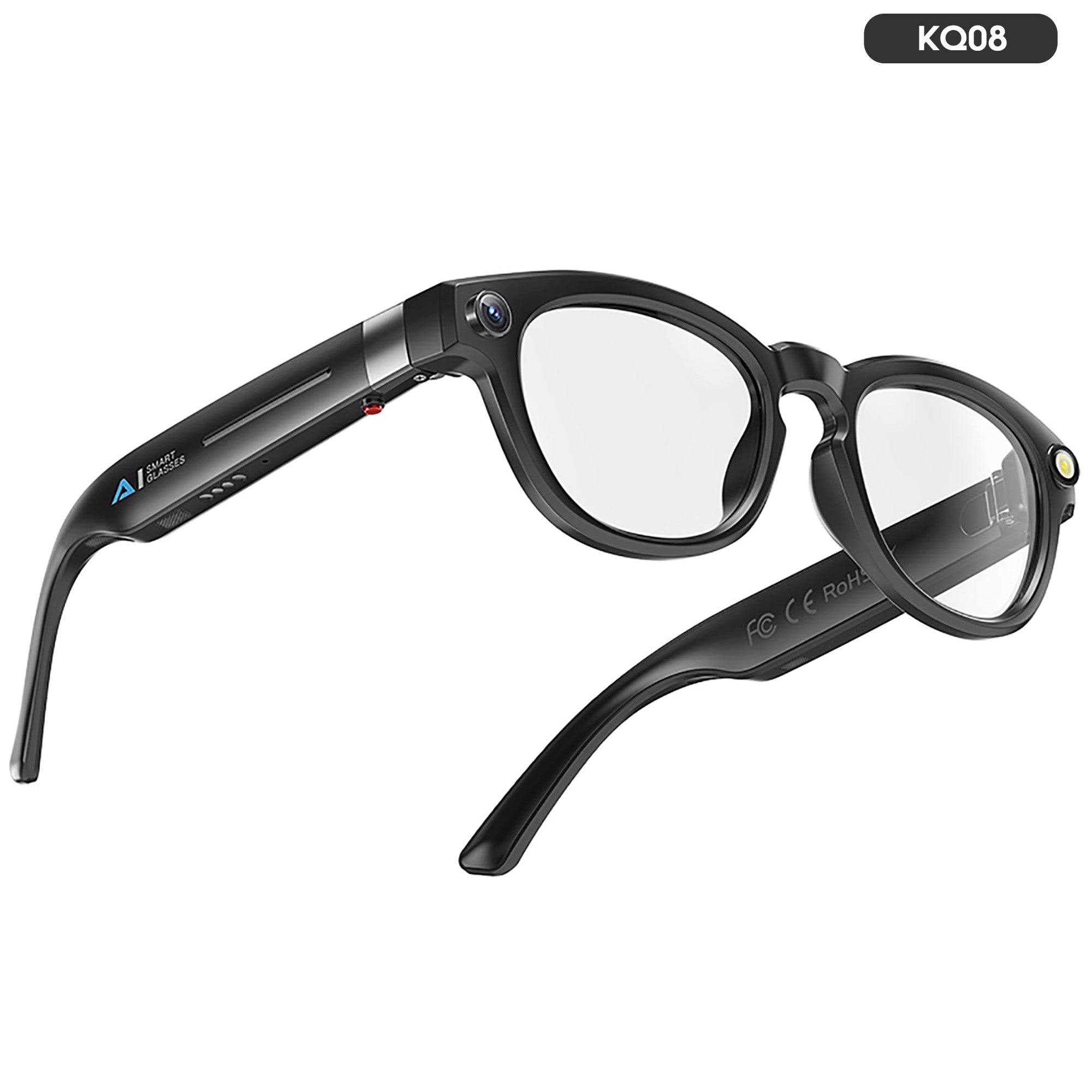 KQ08 4K HD Camera Smart Glasses, Real-time translation | Bluetooth Calls | Gesture Sliding | Music Control | AI Image Recognition & Dialogue