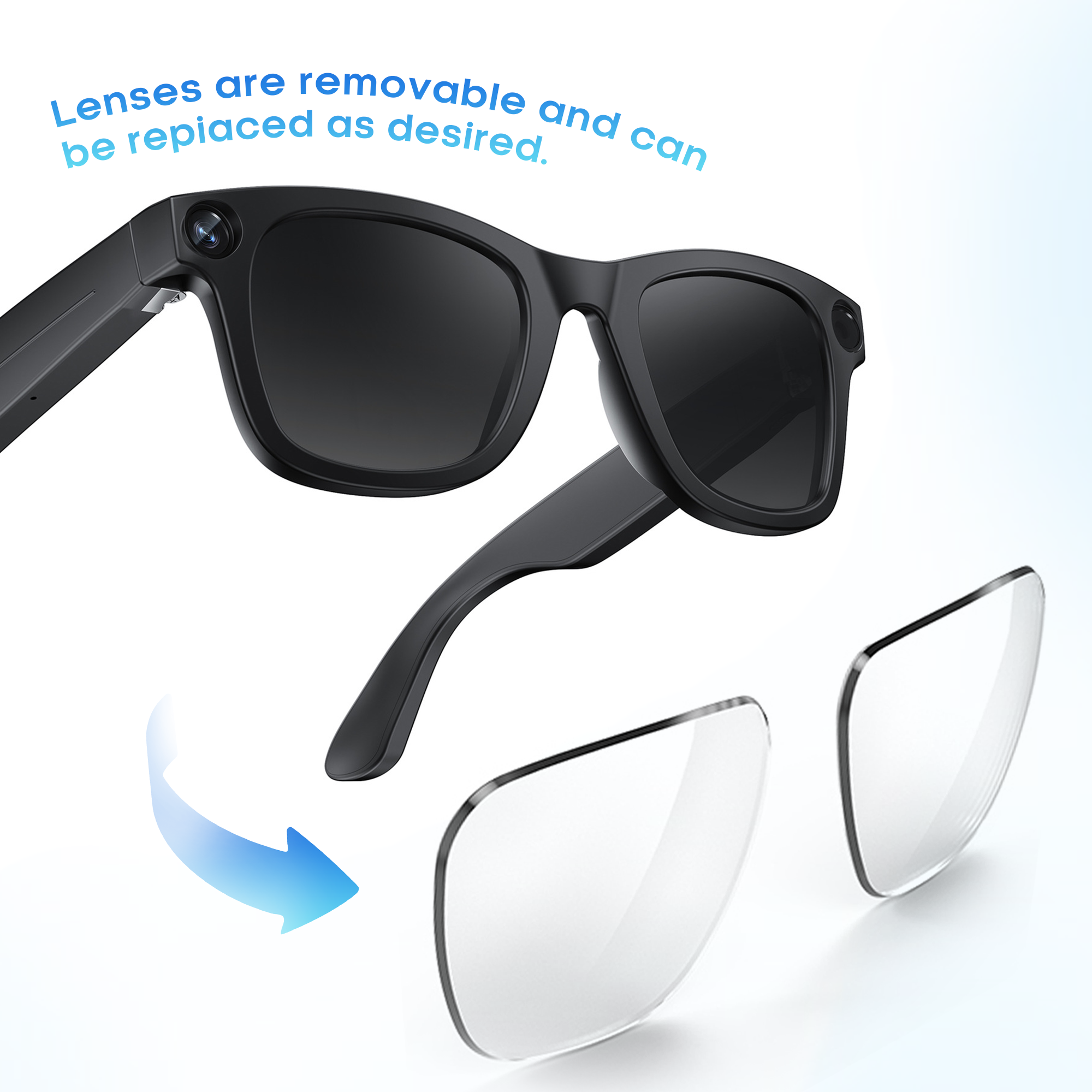 KG03 800W Pixel Camera Glasses With Image Stabilization Technology Bluetooth Call AI Things Recognition Photo Taking Voice Assistant Music Control