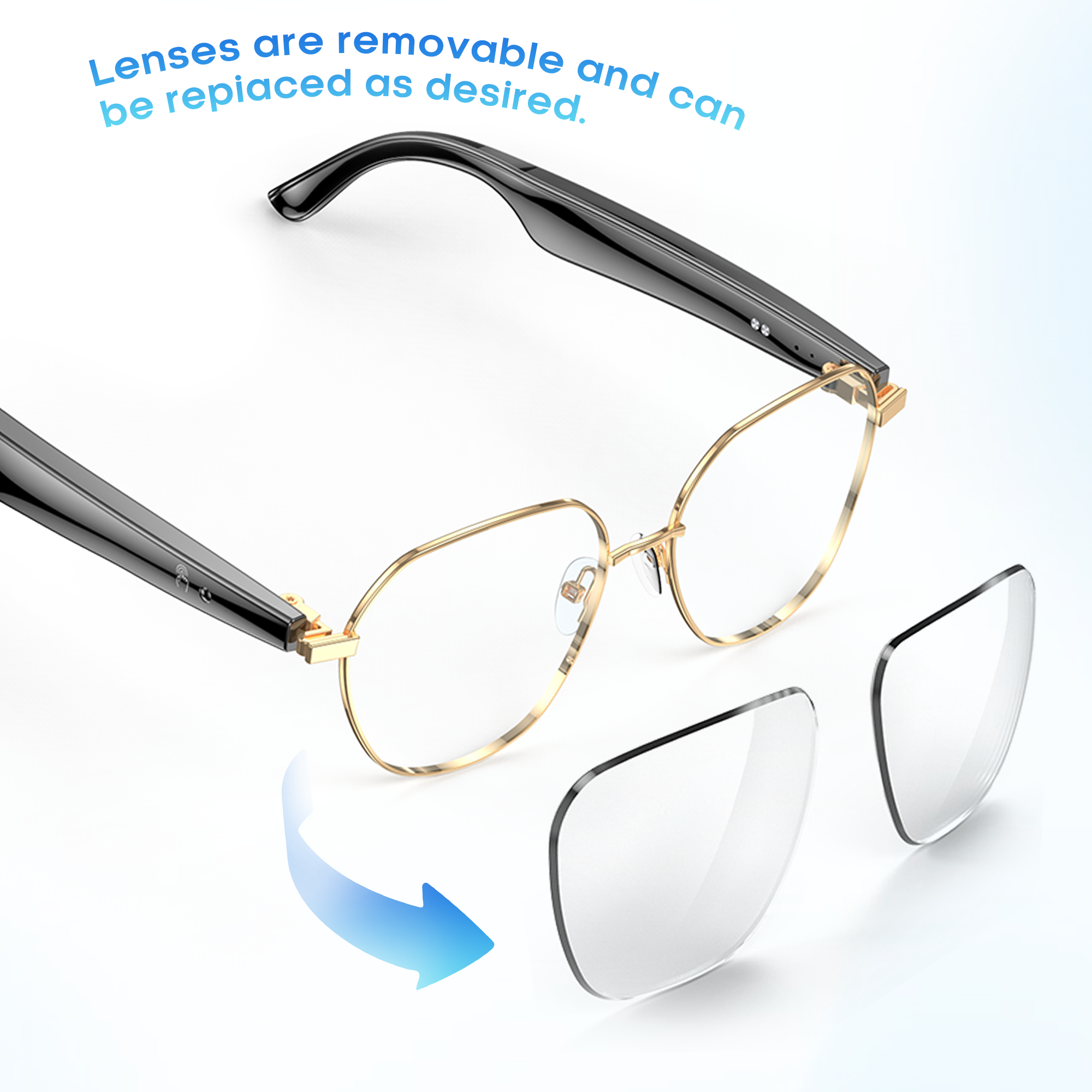 KW02 AI Audio Call Business Smart Glasses, 163 Language Translation |Voice Notes | Photo Translation