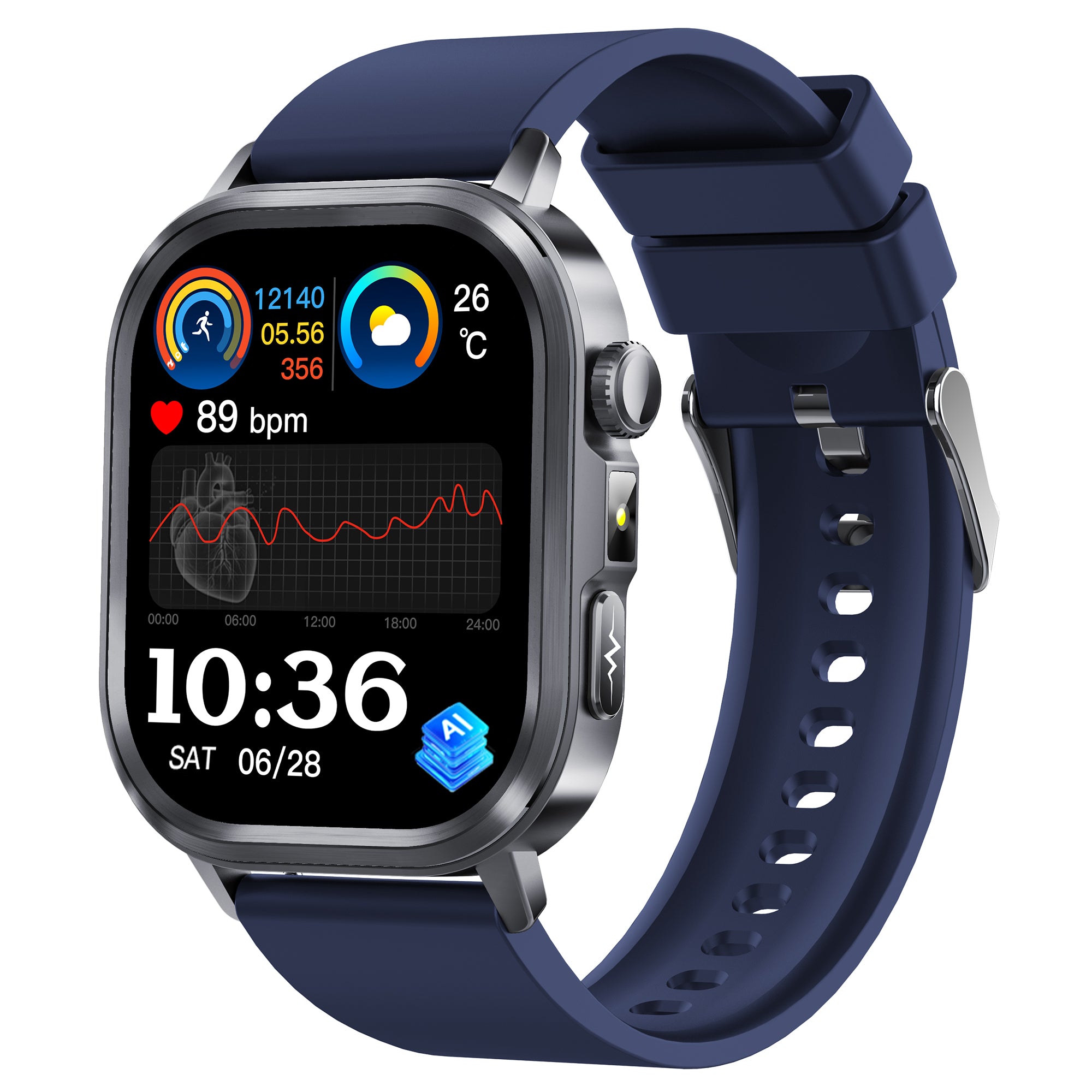 KH573 AI Q&A ECG HRV Smart Watch, AI Watch Face, Heart Rate Blood Pressure SpO2 Stress Sleep Monitoring, Blood & Composition Bluetooth Call