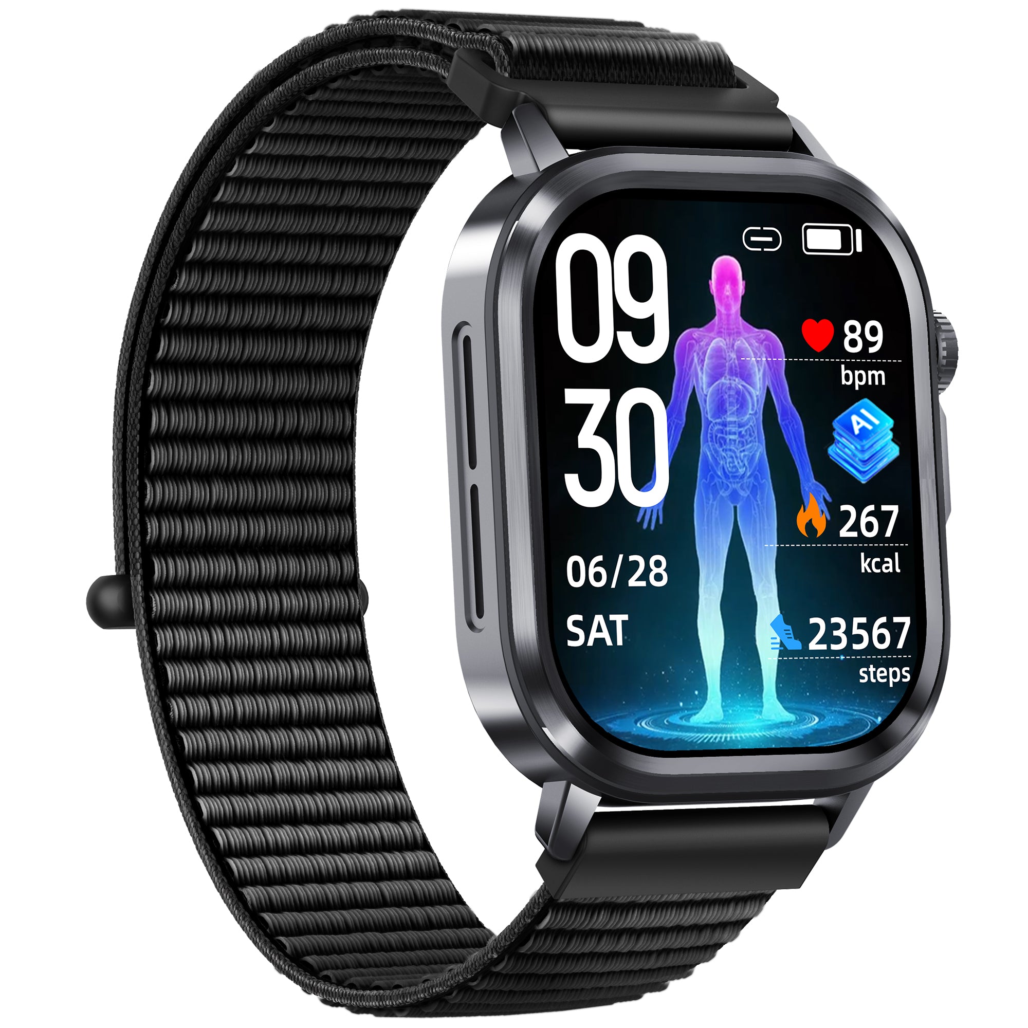 KH573 AI Q&A ECG HRV Smart Watch, AI Watch Face, Heart Rate Blood Pressure SpO2 Stress Sleep Monitoring, Blood & Composition Bluetooth Call