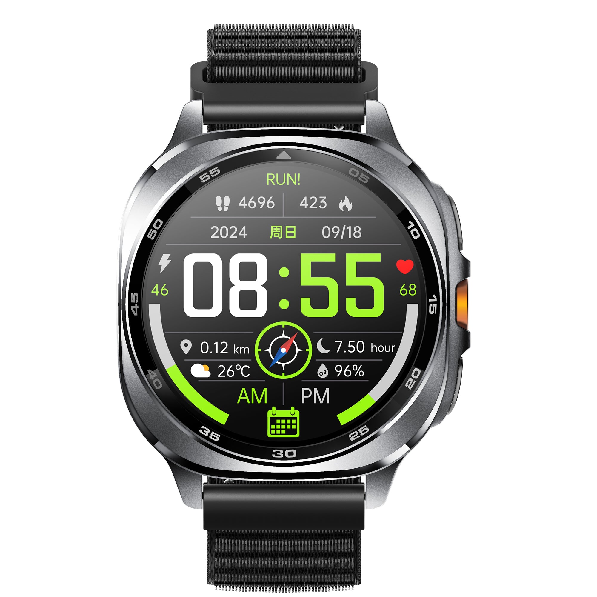 KH400 1.43" AMOLED GPS Positioning Outdoor Sports Watch, Altimeter/Barometer/Compass, Heart Rate SpO2 Blood Pressure Sleep, AI watch Face/AI Q&A/3ATM Waterproof/128 Sports Modes