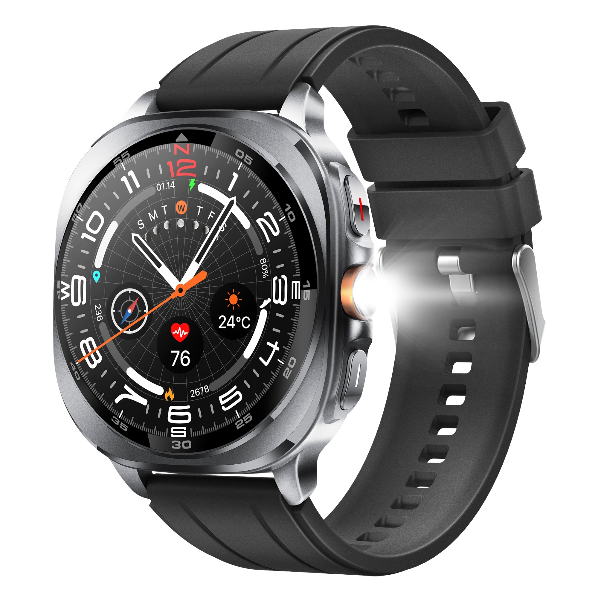 KH400 1.43" AMOLED GPS Positioning Outdoor Sports Watch, Altimeter/Barometer/Compass, Heart Rate SpO2 Blood Pressure Sleep, AI watch Face/AI Q&A/3ATM Waterproof/128 Sports Modes