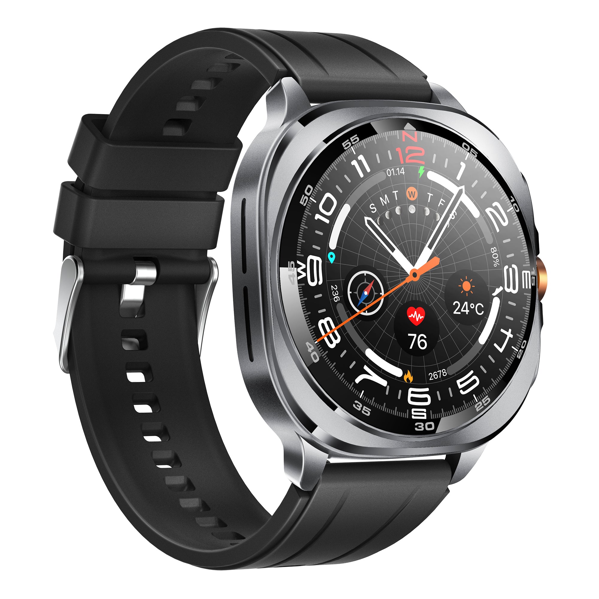 KH400 1.43" AMOLED GPS Positioning Outdoor Sports Watch, Altimeter/Barometer/Compass, Heart Rate SpO2 Blood Pressure Sleep, AI watch Face/AI Q&A/3ATM Waterproof/128 Sports Modes