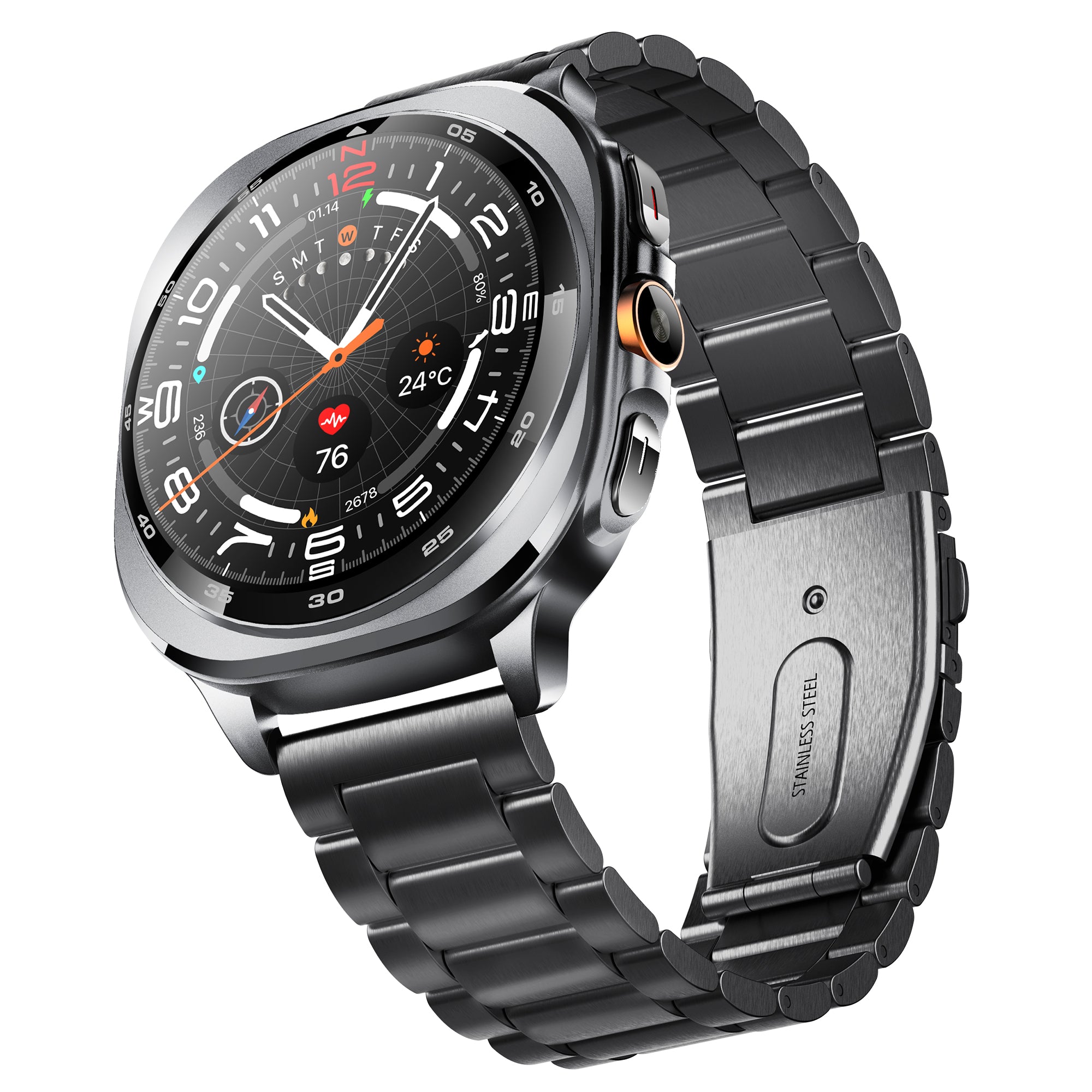 KH400 1.43" AMOLED GPS Positioning Outdoor Sports Watch, Altimeter/Barometer/Compass, Heart Rate SpO2 Blood Pressure Sleep, AI watch Face/AI Q&A/3ATM Waterproof/128 Sports Modes