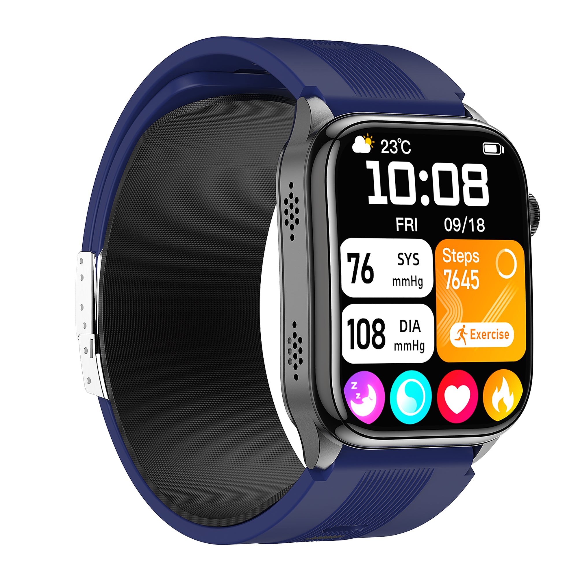 KH101 Air Pump Bag-Type ECG Blood Pressure Watch with Voice Reporting/Reminders, Heart Rate SpO2 Sleep Tracking, Skin Conductivity Testing, Emotion/Fatigue Detection, SOS Emergency Call