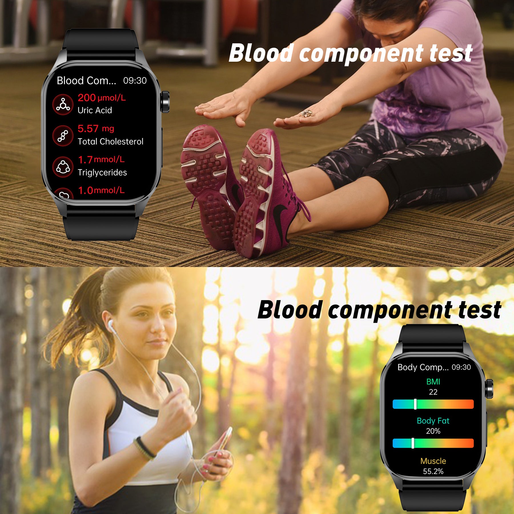 KH58 Health Management Body Composition ECG Blood Pressure Oxygen Sleep SOS Emergency Call Smart Watch