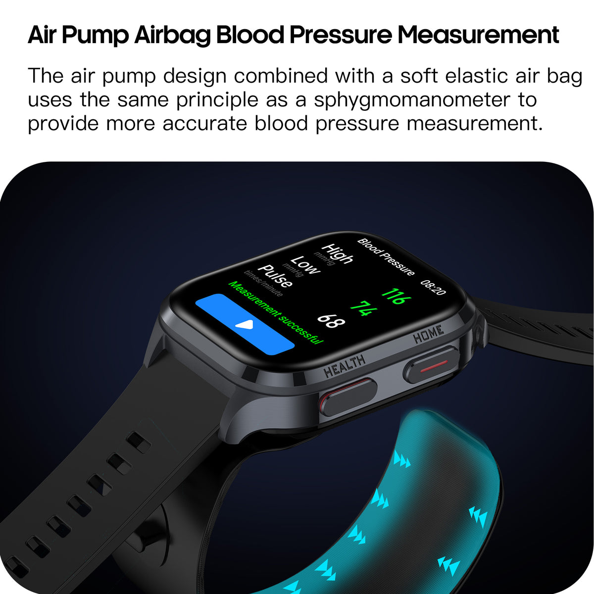 KP18 High-Precision Airbag Wrist Blood Pressure Monitor Smart Watch Voice Broadcast Smart Watch Blood Sugar Uric Acid Blood Lipid Blood Oxygen Sleep Bluetooth Call