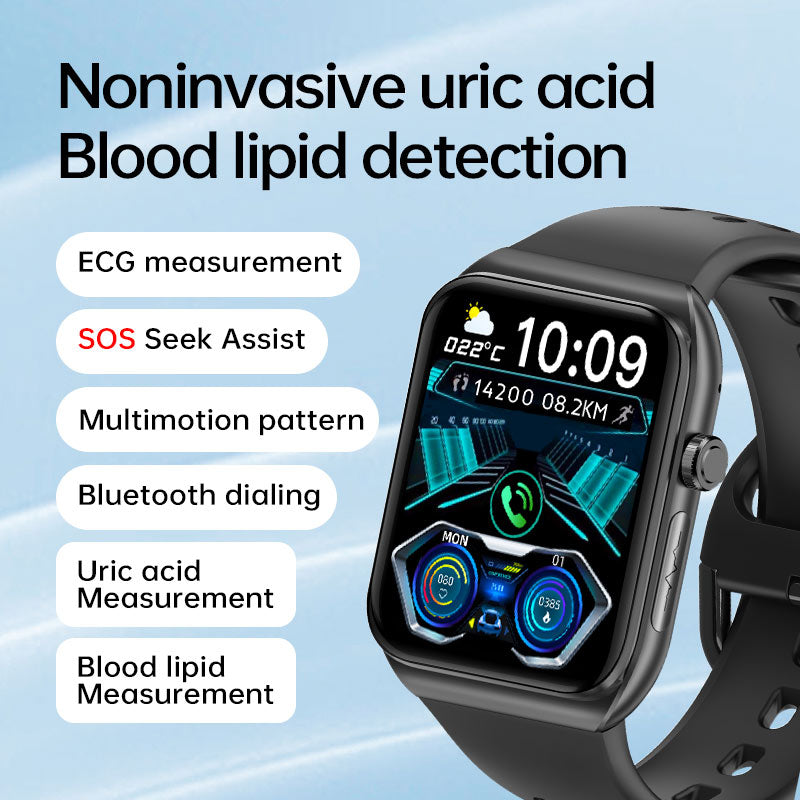 KH500 1.81" Uric Acid Blood Lipids Blood Sugar Heart Rate ECG SOS Radiation Level Body Composition Sports Smart Watch