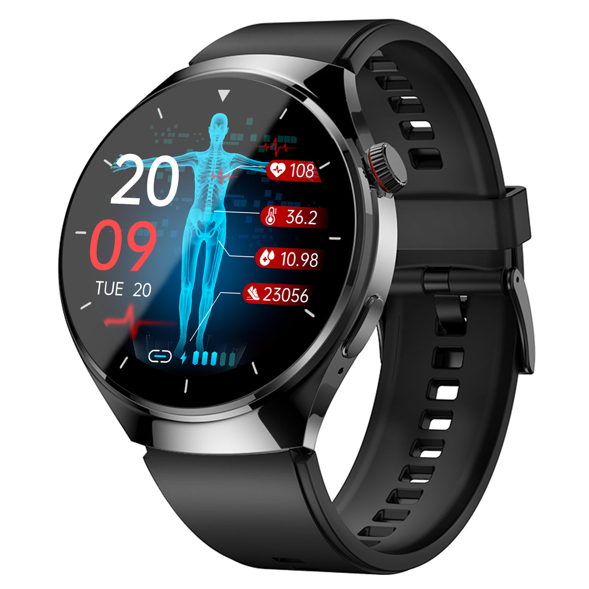 KH09 One-click Blood Pressure Blood Sugar ECG/EKG HRV Heart Rate Monitor Health Smart Watch