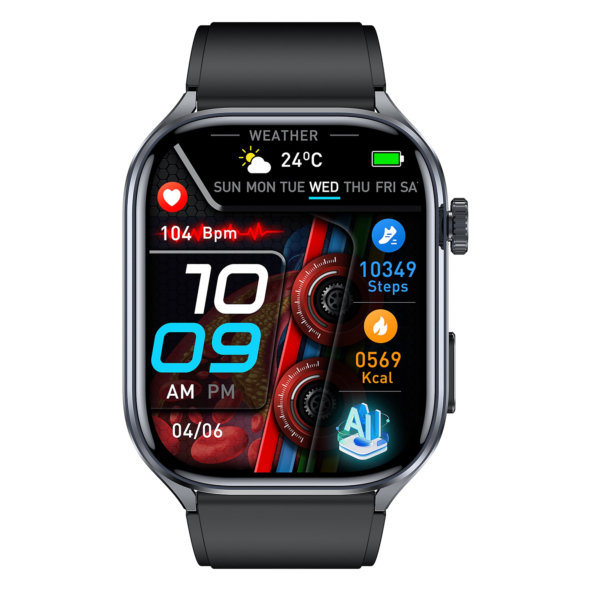 KH572 ECG + HRV Monitoring, 24/7 Heart Rate Blood Pressure SpO2 Stress Monitoring Smart Watch, Micro-physical Examination Body Composition Bluetooth Call