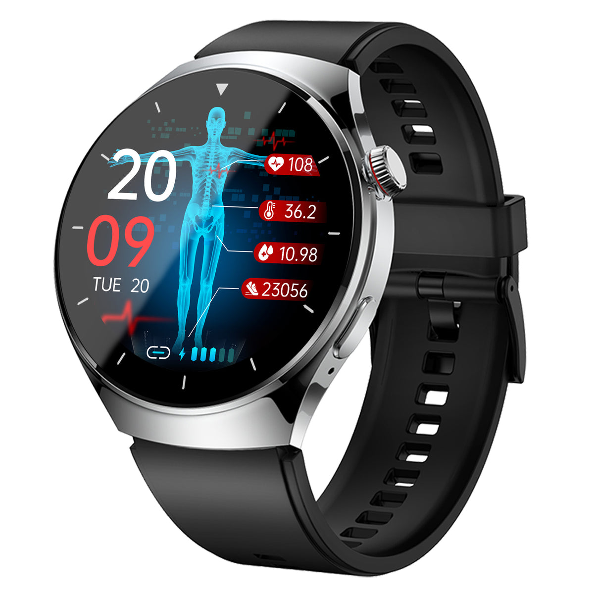 KH09 One-click Blood Pressure Blood Sugar ECG/EKG HRV Heart Rate Monitor Health Smart Watch