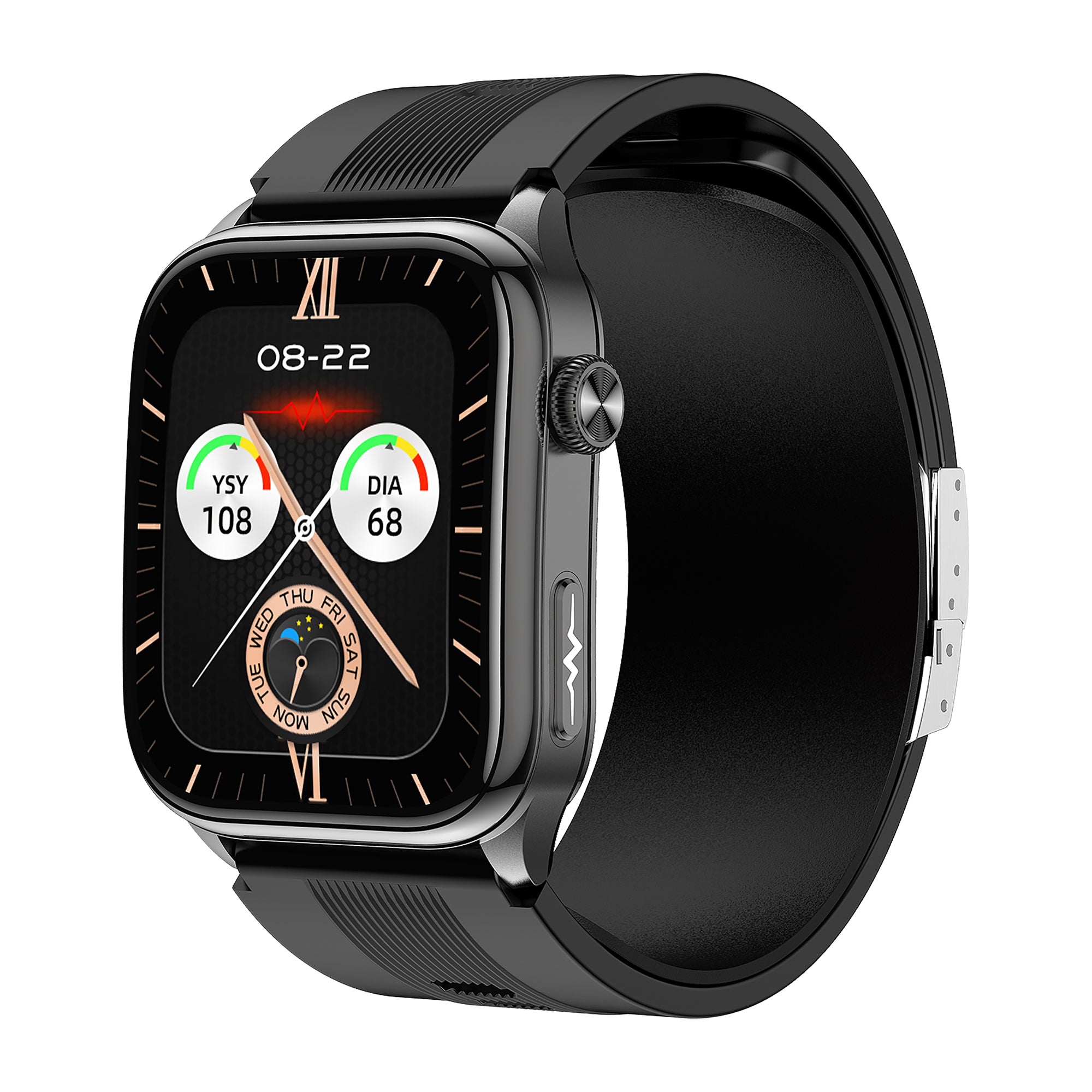 KH101 Air Pump Bag-Type ECG Blood Pressure Watch with Voice Reporting/Reminders, Heart Rate SpO2 Sleep Tracking, Skin Conductivity Testing, Emotion/Fatigue Detection, SOS Emergency Call