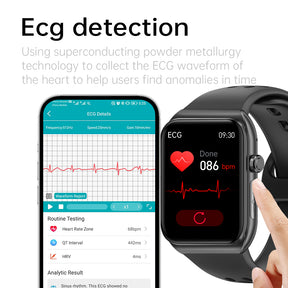 KH500 1.81" Uric Acid Blood Lipids Blood Sugar Heart Rate ECG SOS Radiation Level Body Composition Sports Smart Watch