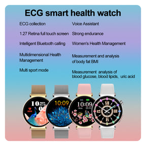 KH71 ECG Health Smart Call Watch Blood Oxygen Uric Acid Lipid Monitoring Voice Assistant Physiological Cycle Record