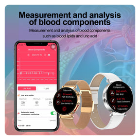 KH71 ECG Health Smart Call Watch Blood Oxygen Uric Acid Lipid Monitoring Voice Assistant Physiological Cycle Record