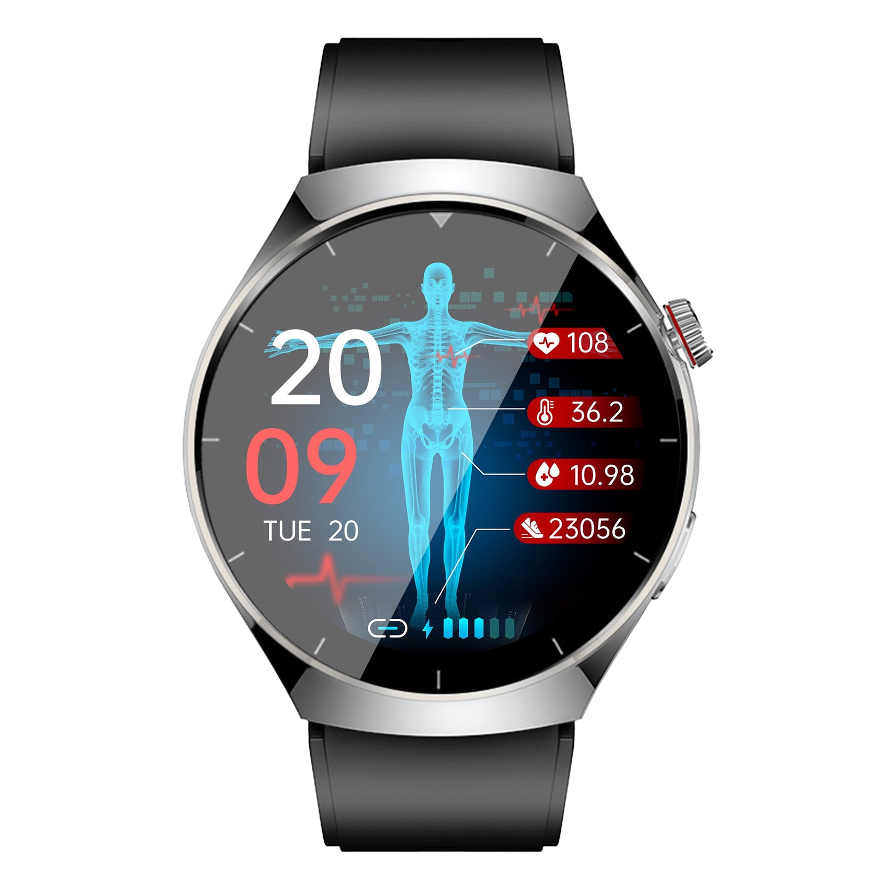 KH09 One-click Blood Pressure Blood Sugar ECG/EKG HRV Heart Rate Monitor Health Smart Watch