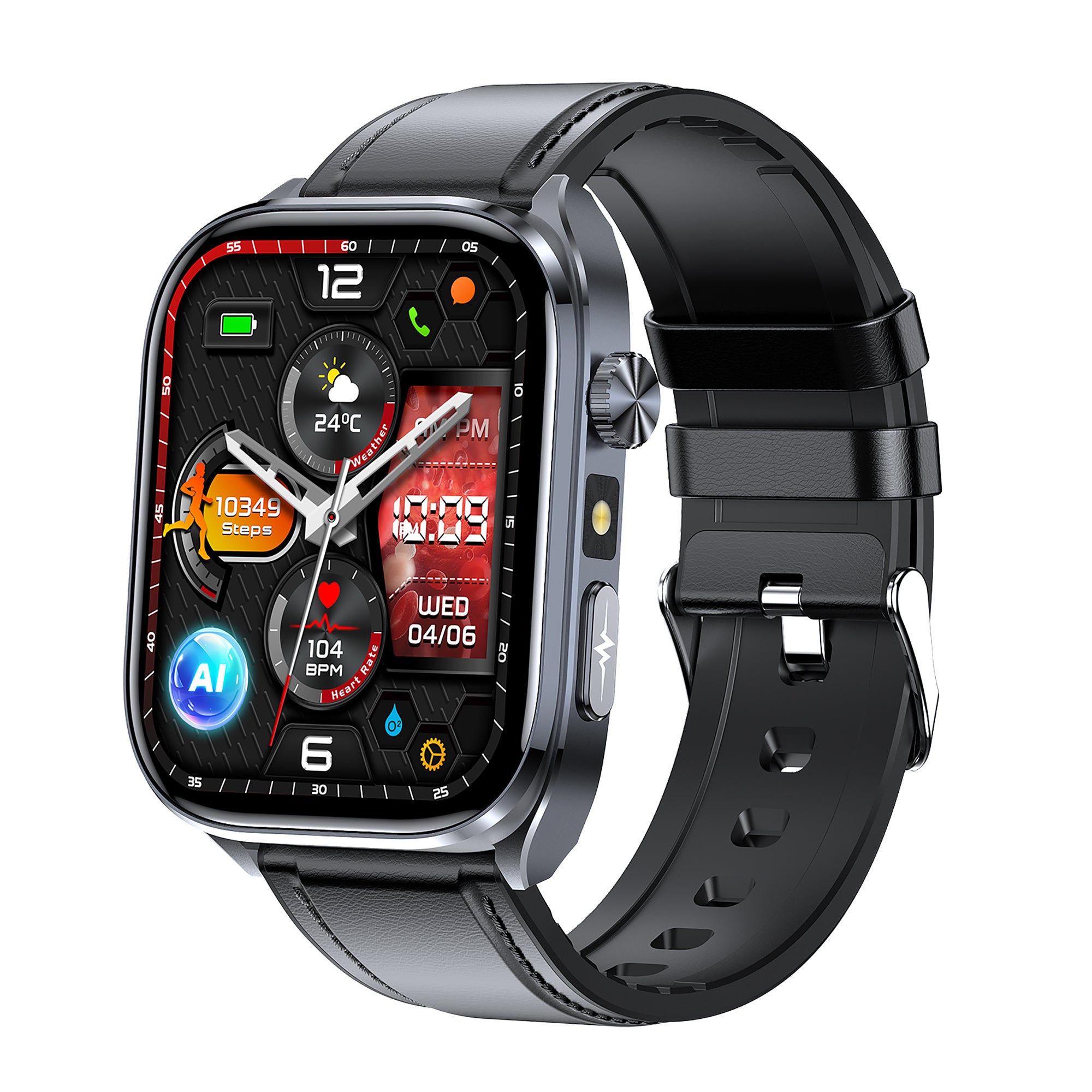 KH572 ECG + HRV Monitoring, 24/7 Heart Rate Blood Pressure SpO2 Stress Monitoring Smart Watch, Micro-physical Examination Body Composition Bluetooth Call