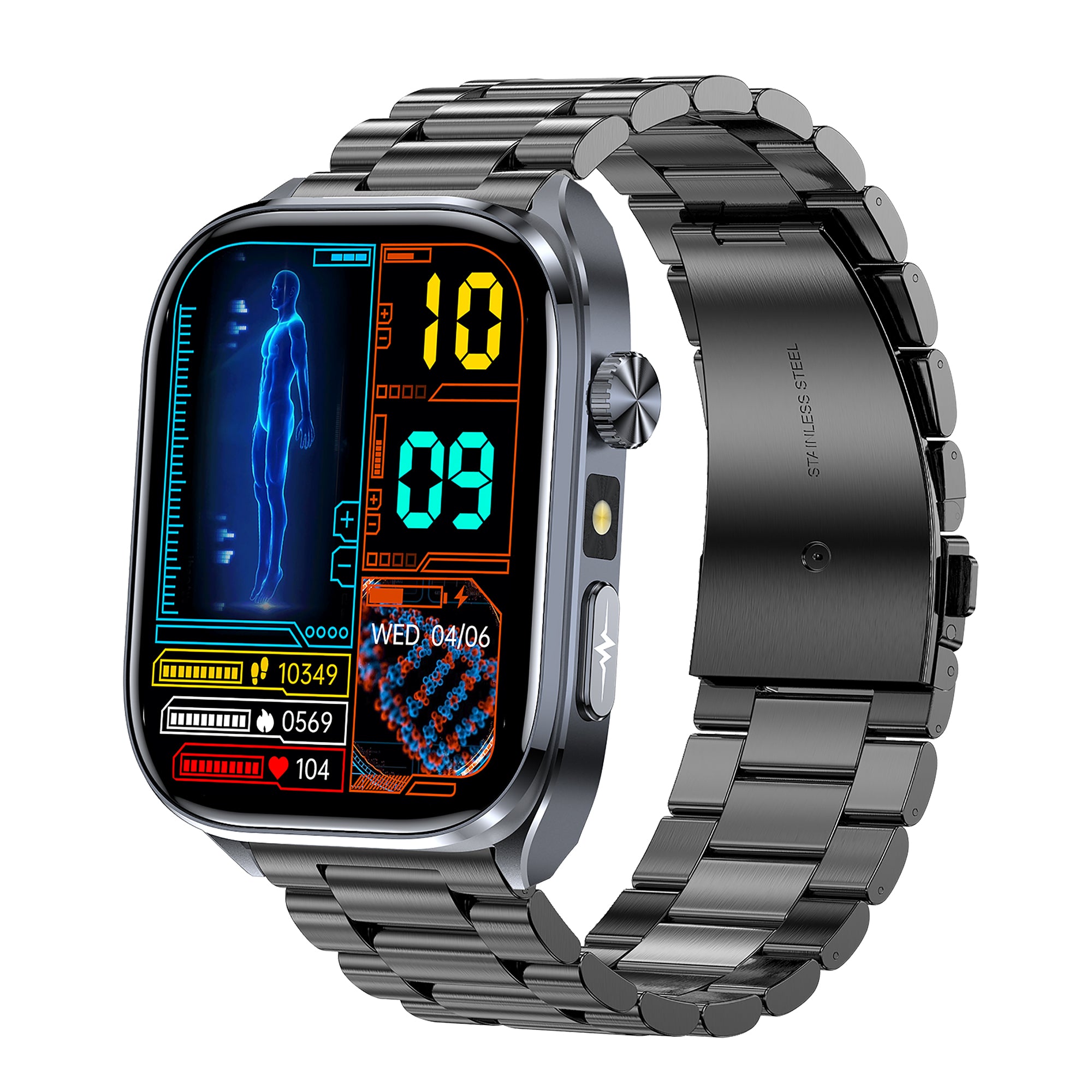 KH572 ECG + HRV Monitoring, 24/7 Heart Rate Blood Pressure SpO2 Stress Monitoring Smart Watch, Micro-physical Examination Body Composition Bluetooth Call