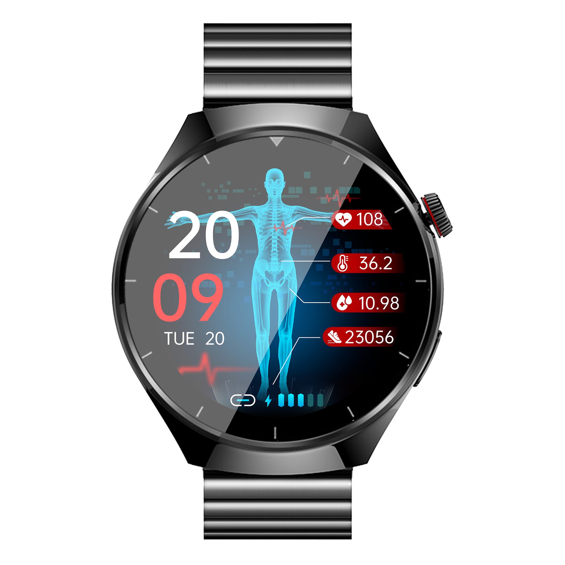 KH09 One-click Blood Pressure Blood Sugar ECG/EKG HRV Heart Rate Monitor Health Smart Watch