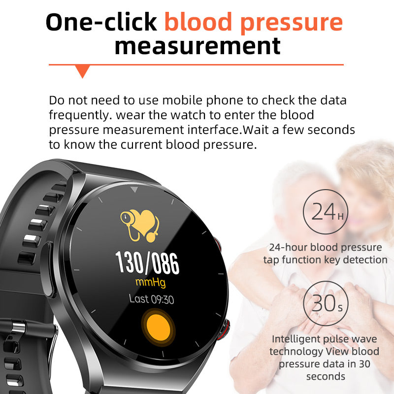 KH09 One-click Blood Sugar Blood Pressure ECG/EKG HRV Heart Rate Montor Health Smart Watch