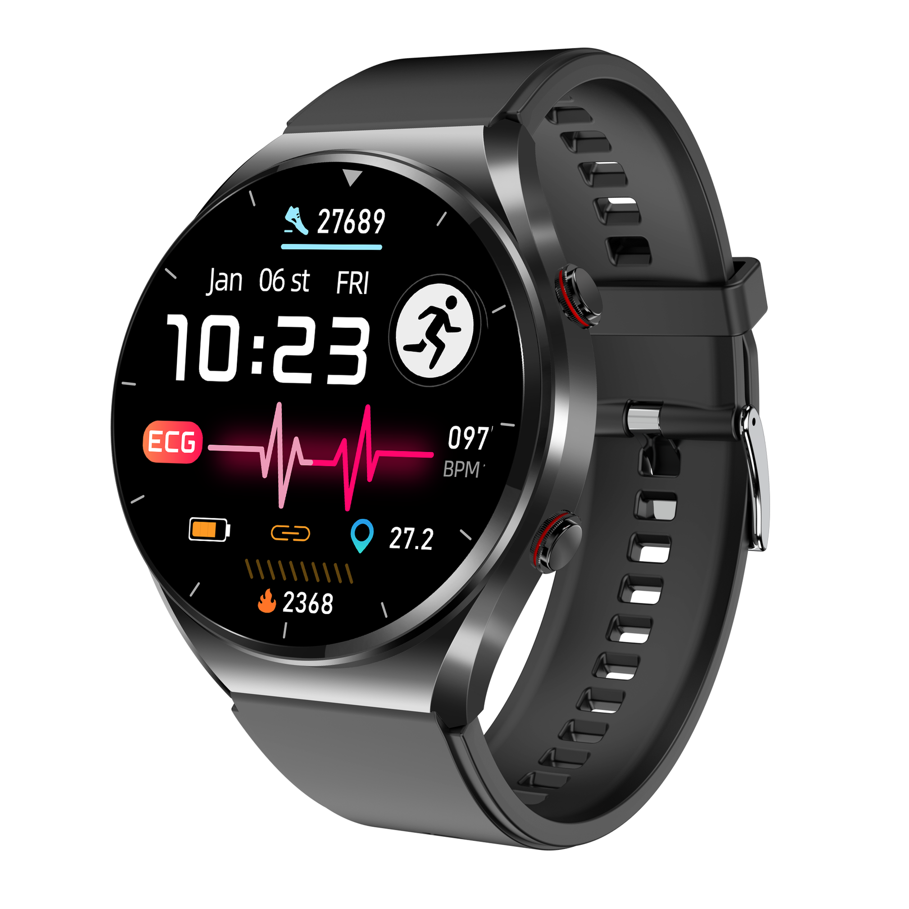 KH09 One-click Blood Pressure Blood Sugar Prediction ECG/EKG HRV Heart Rate Monitor Health Smart Watch