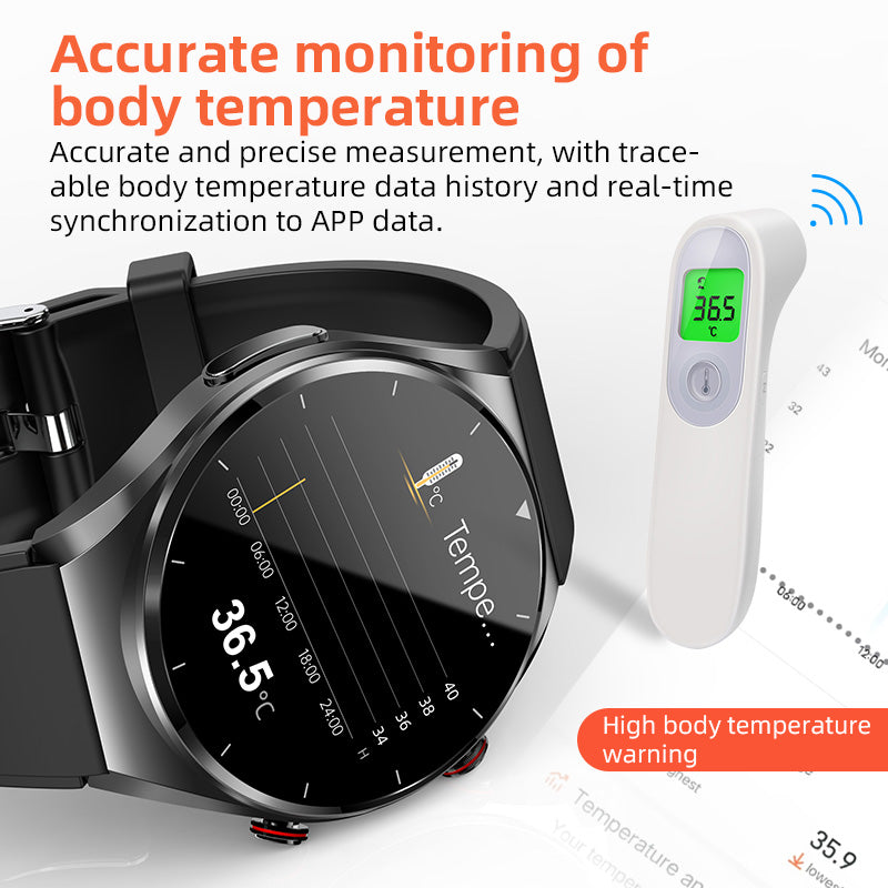 One-click Blood Pressure ECG/EKG HRV Heart Rate Montor Health Smart Watch