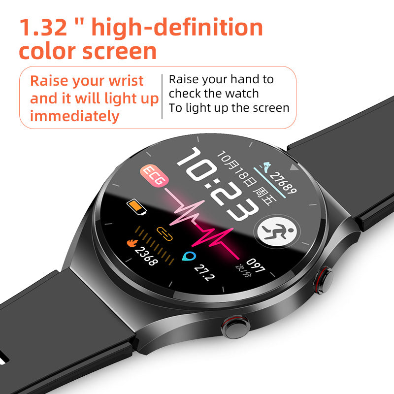 KH09 One-click Blood Pressure Blood Sugar ECG/EKG HRV Heart Rate Monitor Health Smart Watch