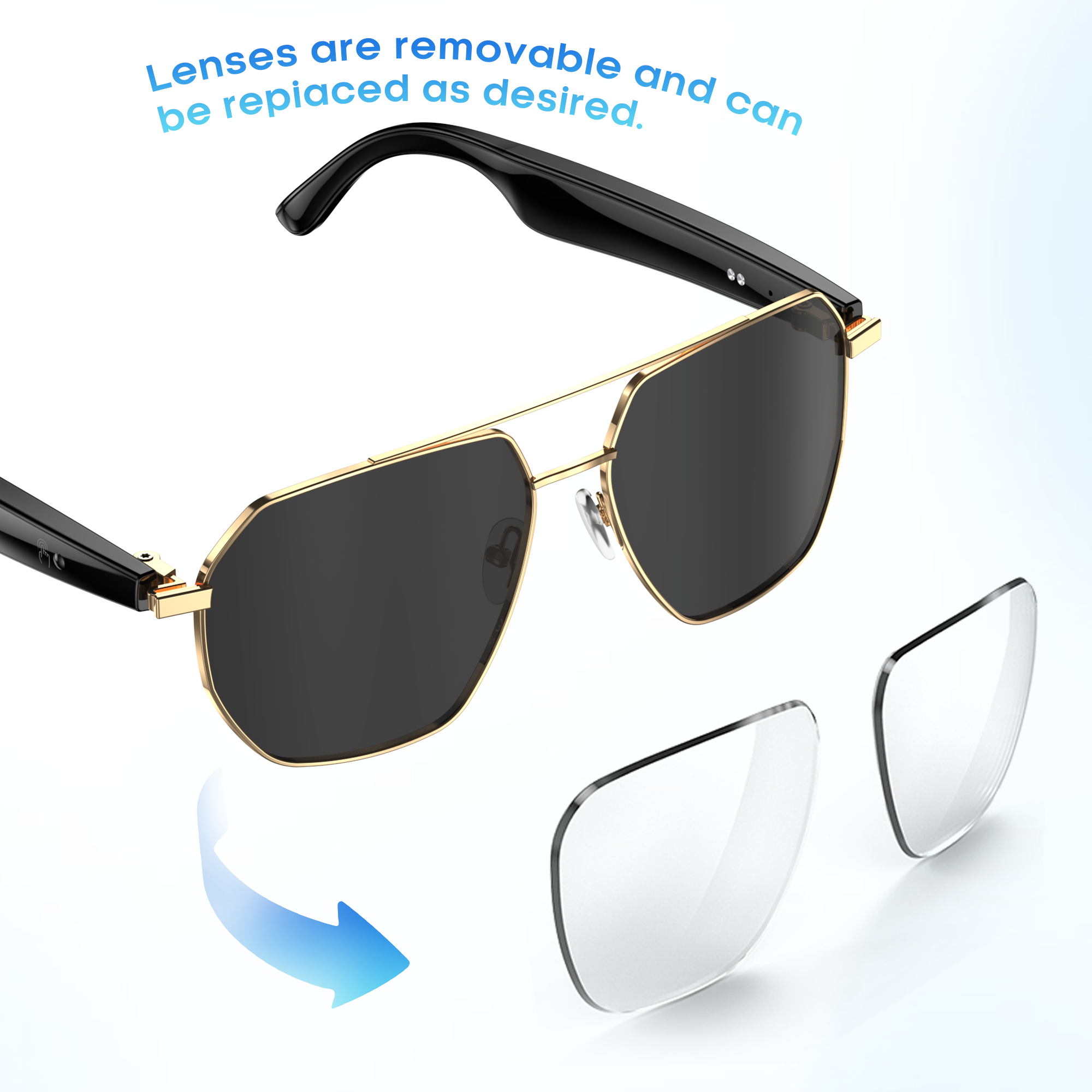 KW03 AI Intelligent Smart Glasses, 163 Language Translation | Music Control | Remote Photography | Voice Notes, Bluetooth 6.0 Calls|Ultra-light