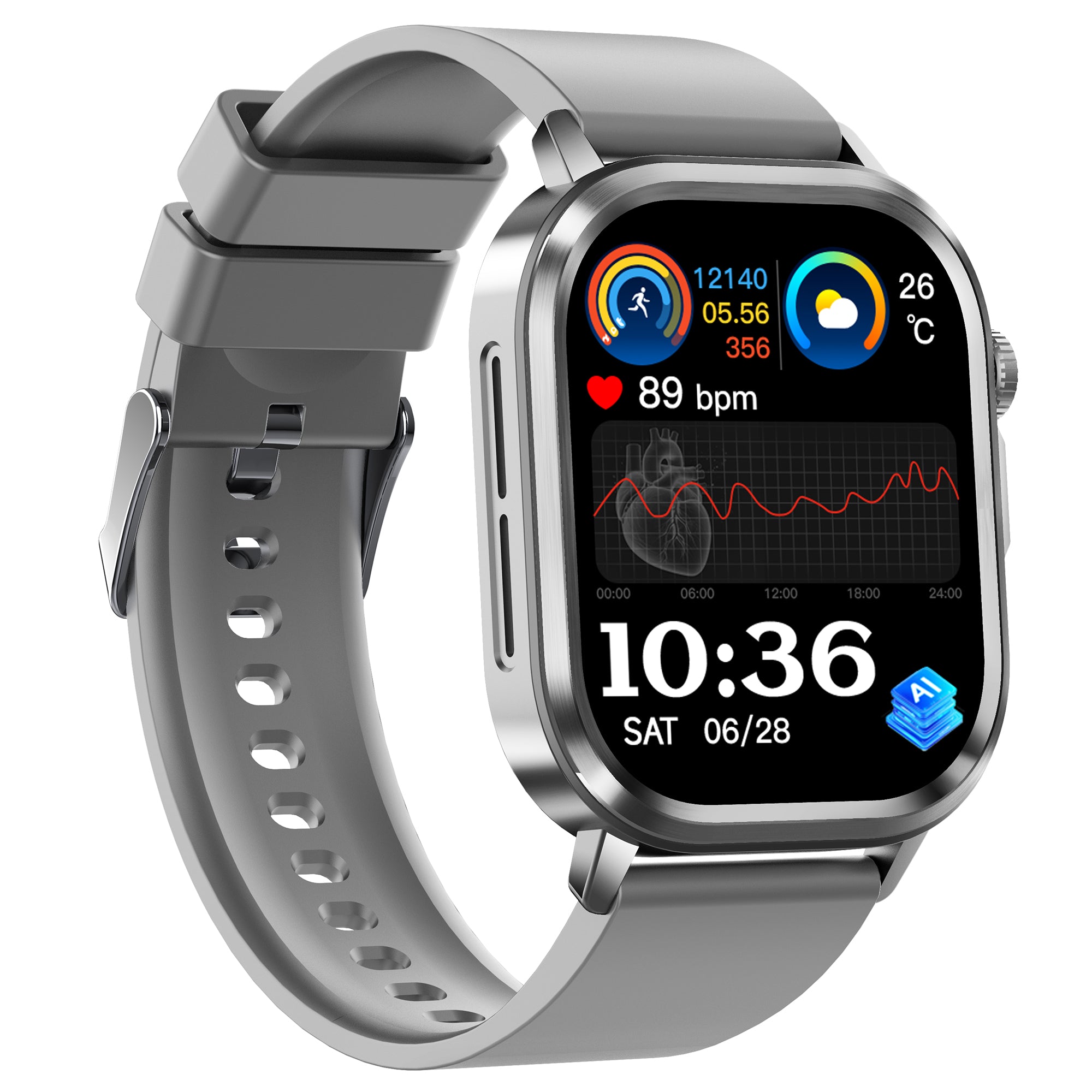 KH573 AI Q&A ECG HRV Smart Watch, AI Watch Face, Heart Rate Blood Pressure SpO2 Stress Sleep Monitoring, Blood & Composition Bluetooth Call