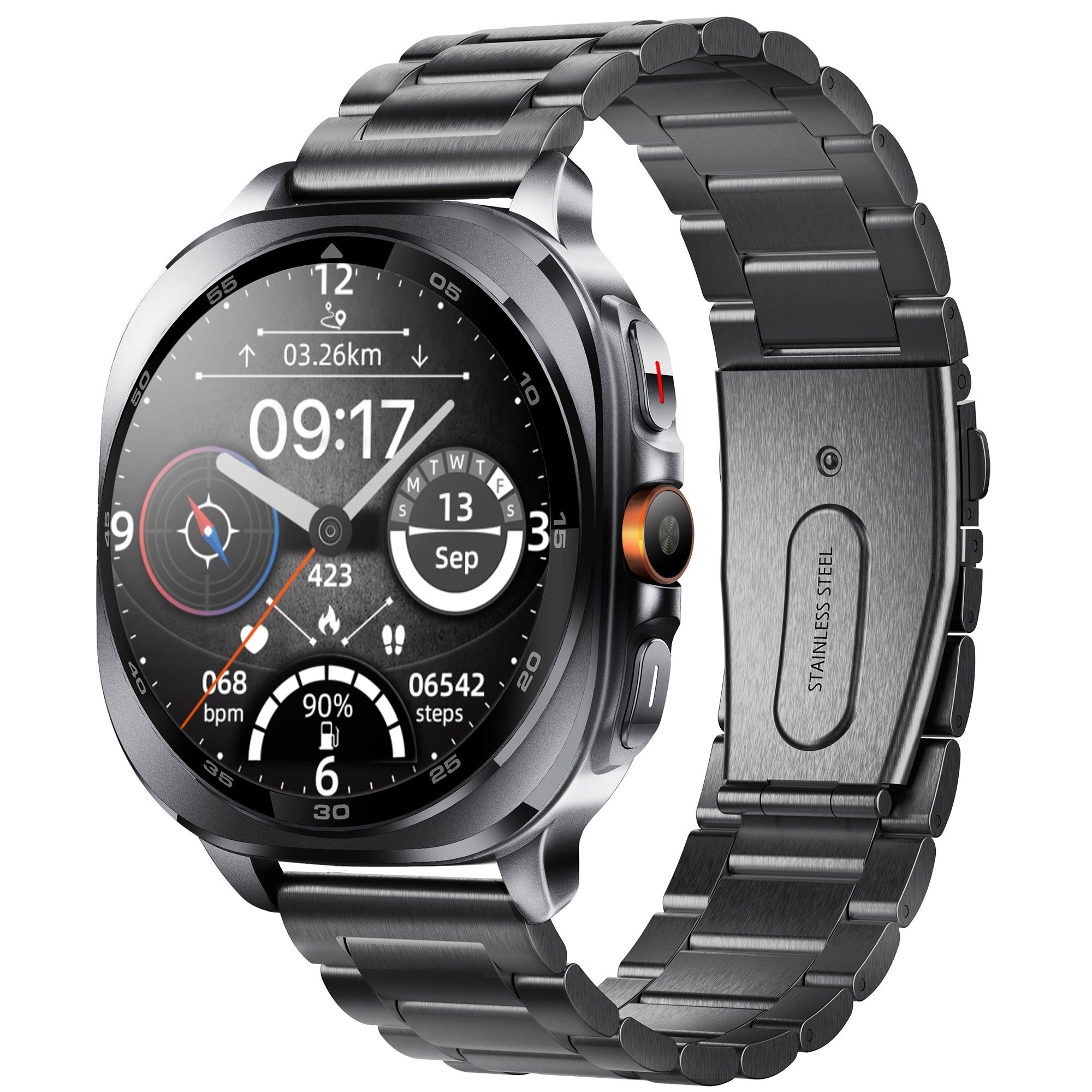 KH400 1.43" AMOLED GPS Positioning Outdoor Sports Watch, Altimeter/Barometer/Compass, Heart Rate SpO2 Blood Pressure Sleep,  AI watch Face/AI Q&A/3ATM Waterproof/128 Sports Modes